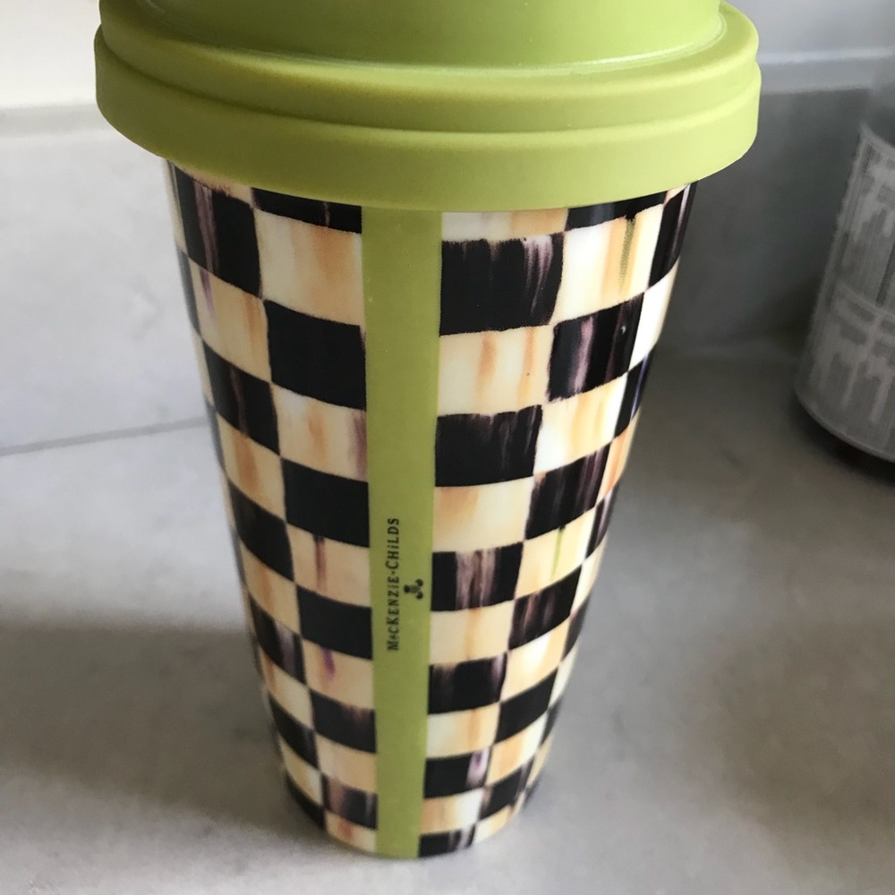 Mackenzie Childs ceramic coffee tumbler